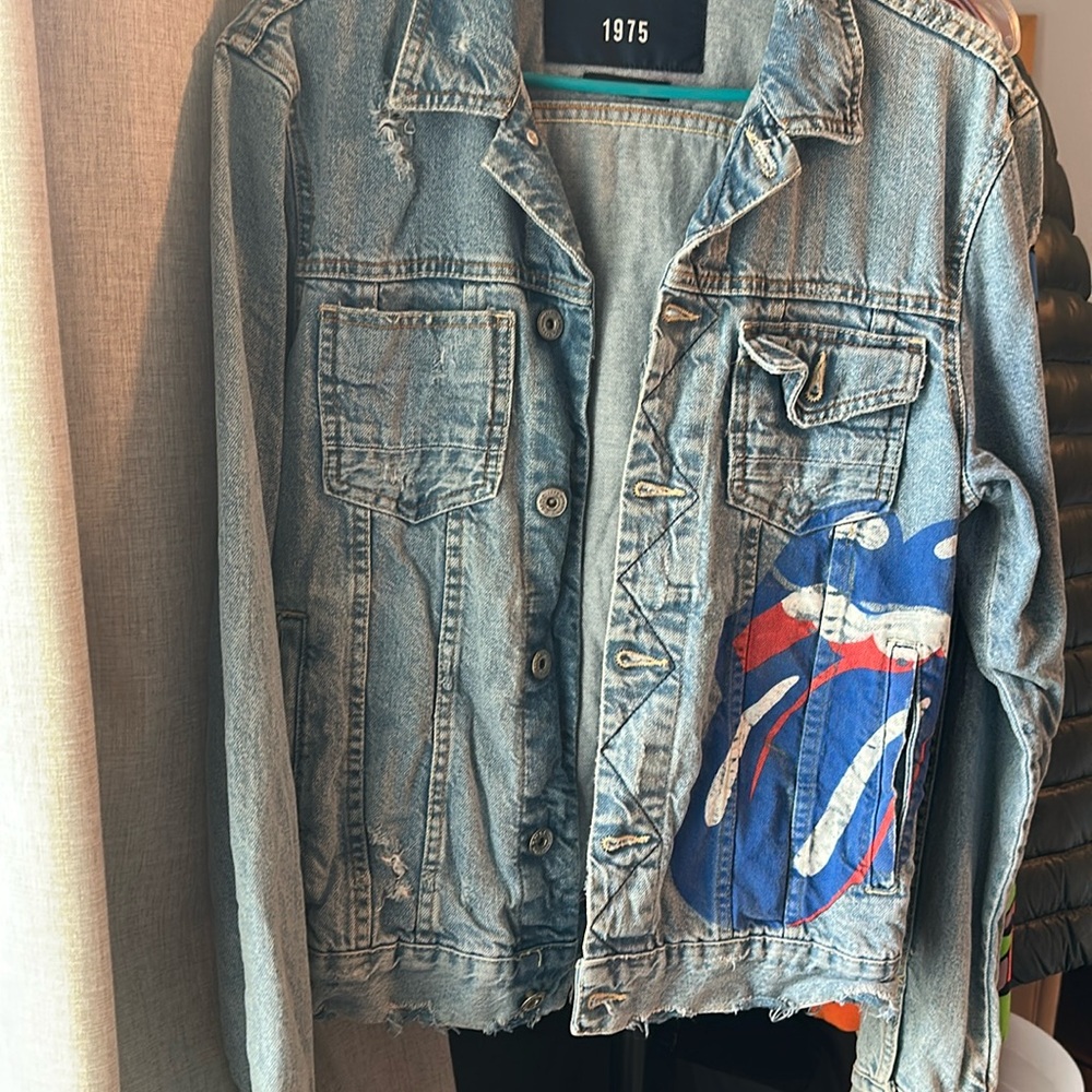 Rolling Stone Denim Distressed Jacket by 1975 Zara .
